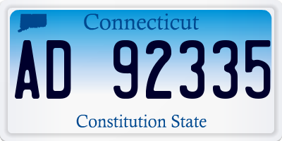 CT license plate AD92335