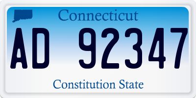 CT license plate AD92347
