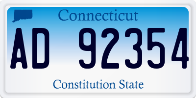 CT license plate AD92354