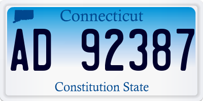 CT license plate AD92387