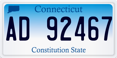 CT license plate AD92467
