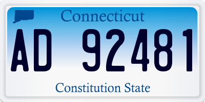 CT license plate AD92481
