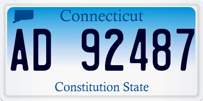 CT license plate AD92487