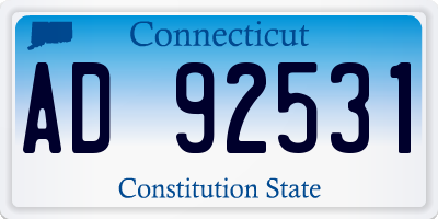 CT license plate AD92531