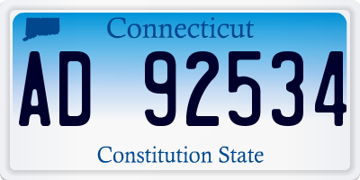 CT license plate AD92534