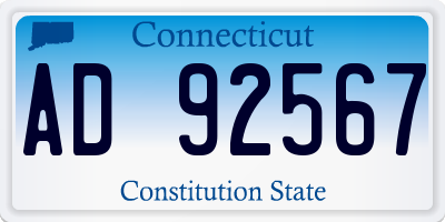CT license plate AD92567