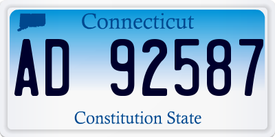 CT license plate AD92587