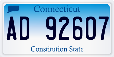 CT license plate AD92607