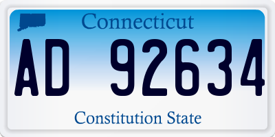 CT license plate AD92634