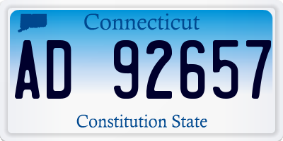 CT license plate AD92657