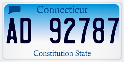 CT license plate AD92787