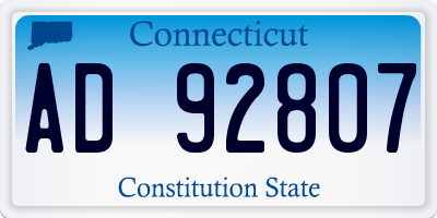 CT license plate AD92807