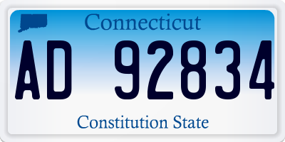 CT license plate AD92834