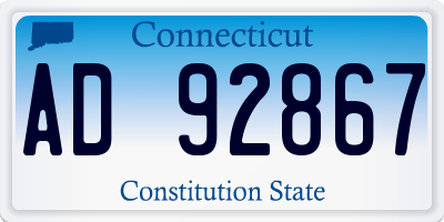 CT license plate AD92867
