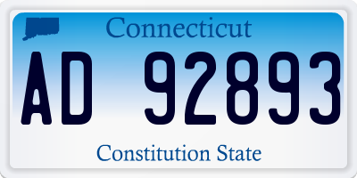CT license plate AD92893