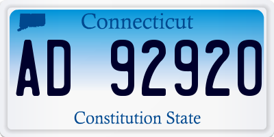 CT license plate AD92920