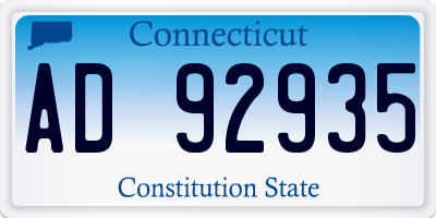 CT license plate AD92935