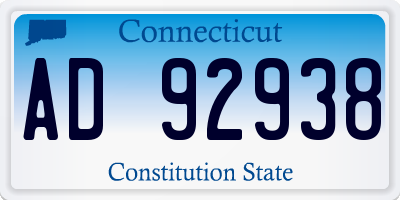 CT license plate AD92938