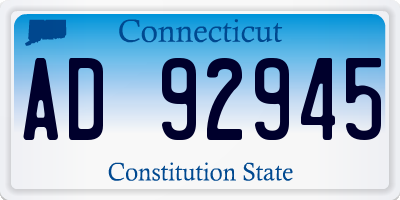 CT license plate AD92945
