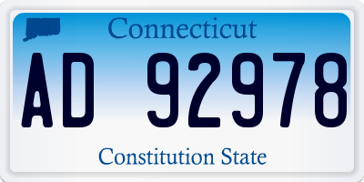 CT license plate AD92978