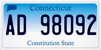 CT license plate AD98092
