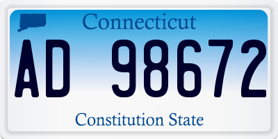 CT license plate AD98672