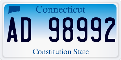 CT license plate AD98992