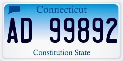 CT license plate AD99892