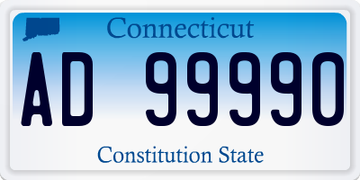 CT license plate AD99990