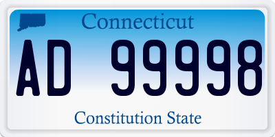 CT license plate AD99998