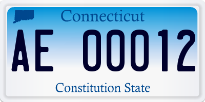 CT license plate AE00012