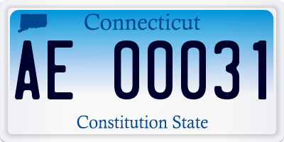CT license plate AE00031