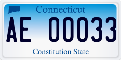 CT license plate AE00033