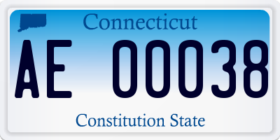 CT license plate AE00038