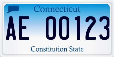 CT license plate AE00123