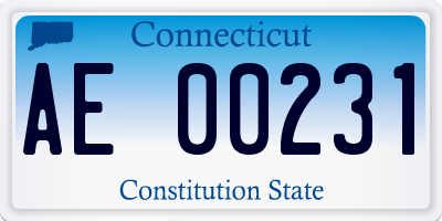 CT license plate AE00231
