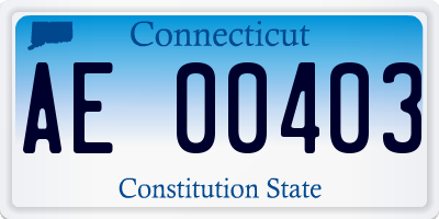 CT license plate AE00403