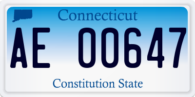 CT license plate AE00647