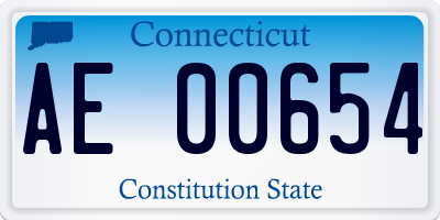 CT license plate AE00654