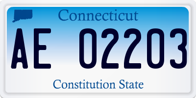 CT license plate AE02203