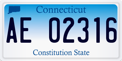 CT license plate AE02316