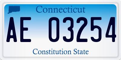 CT license plate AE03254