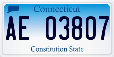 CT license plate AE03807