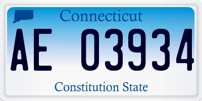 CT license plate AE03934
