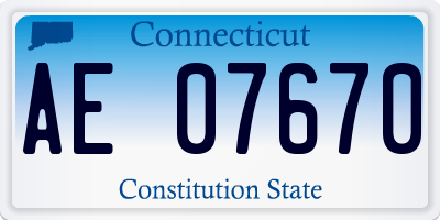 CT license plate AE07670