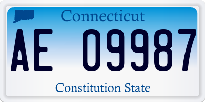 CT license plate AE09987
