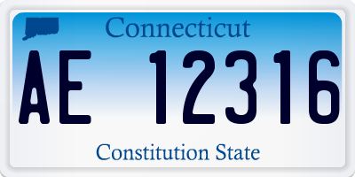 CT license plate AE12316