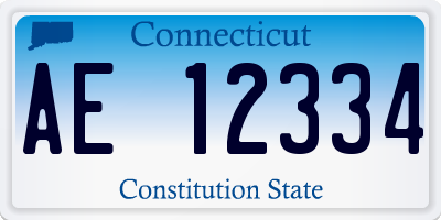 CT license plate AE12334