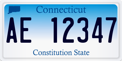 CT license plate AE12347