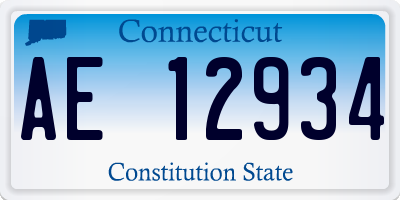 CT license plate AE12934